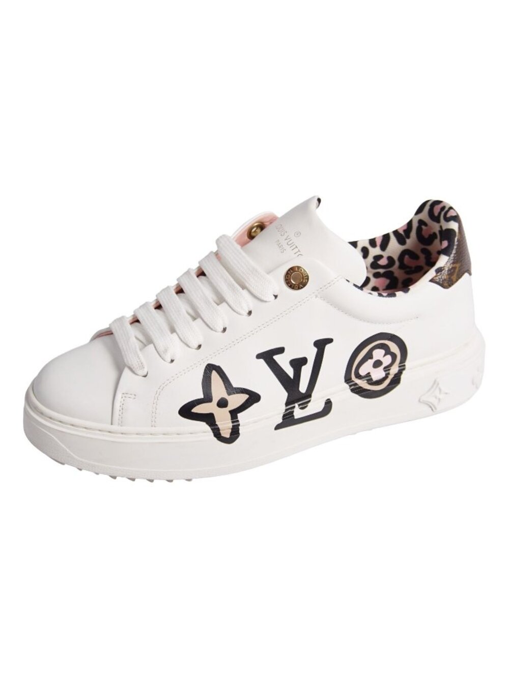 Louis Vuitton Sneakers Time Out Line Low Cut Monogram Shoes Leather White